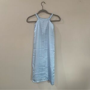 Hansen & Gretel Dress High Neck Mini in Blue Satin
